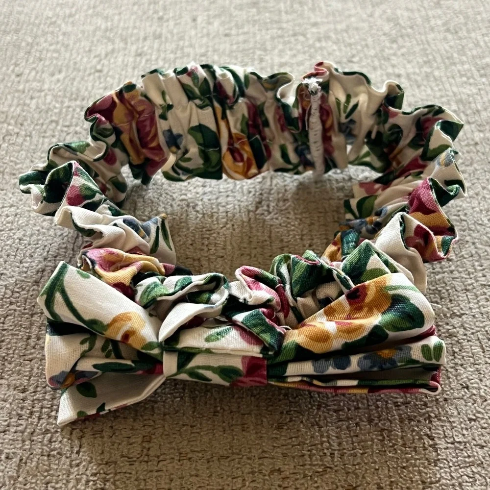 Longaberger Vintage Fabric Basket Garter w/Bow Garden Splendor Small